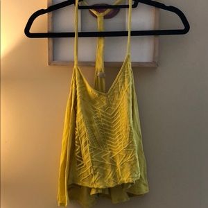 ECOTE yellow embroidered racer back tank